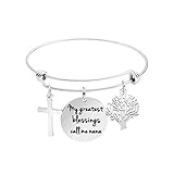 Awegift Bangle Bracelet for Mom Engraved Stainless Steel Charm Jewelry Gift for Mother's Day Expandable Wire