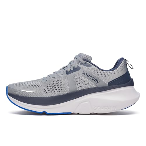 Saucony Men's Guide 18 Sneaker, Flint/Navy, 9.5