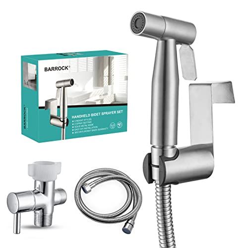 BARROCK Handheld Bidet Sprayer for Toilet, 2 Pack Stainless Steel Metal Made Baby Cloth Diaper Spraying Kit, Bathroom Toilet Bidet Attachment Set for Bathing Pets and Feminine Hygiene, Brushed Nickel
