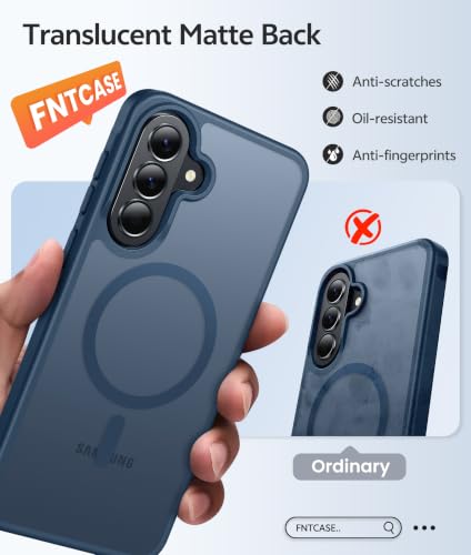 Image of FNTCASE for Galaxy A37 /A36 5G Phone Case, Fit for Magsafe, Screen Protector | Translucent Matte Magnetic Back, 14FT Military Grade Drop Protection, Shockproof Protective, for Samsung A37 Cover, Blue