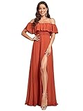 Ever-Pretty Women's Ruffle Sleeve Maxi Wedding Party Bridesmaid Dress Burnt Orange US6