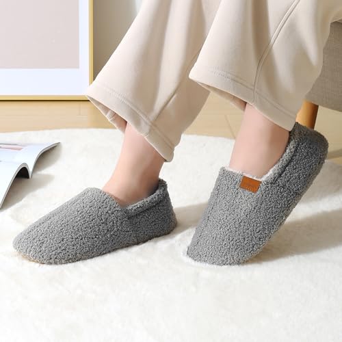 HUXMEYSON Slippers for Women with Curly Fleece Upper, High Elastic Memory Foam Womens Slippers, Cozy Soft House Slippers2