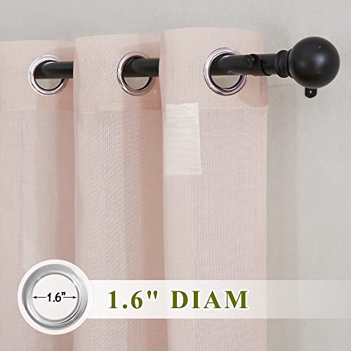 NICETOWN Linen Textured Semi Sheer Bedroom Curtains for Girl, Grommet Semi Sheer Window Drapes Privacy with Light Filtering for Living Room, W70 x L84, Dusty Blush, 2 Panels