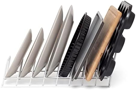 simplywire  Plate / Baking Tray / Pan Lid Rack  Kitchen Cupboard Storage Organiser - White
