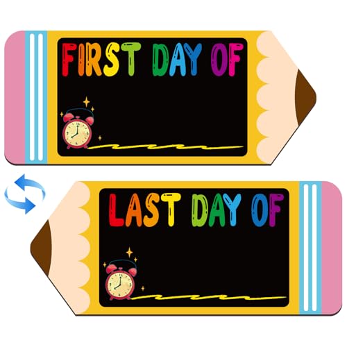 First and Last Day of School Pencil Sign Double-Sided Printing Pencil First and Last Day of School Sign Reusable First Day of School Sign Photo Prop for Back to School Supplies Gift