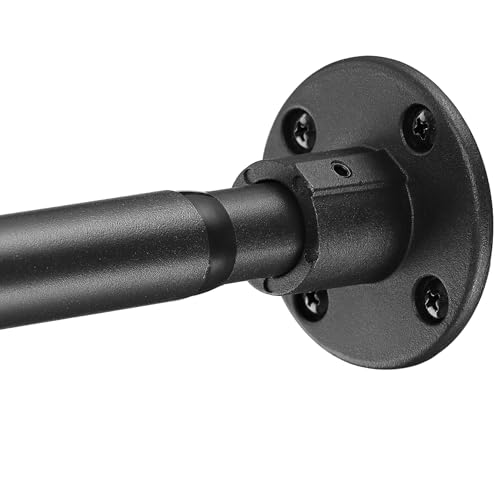 Image of Black Shower Curtain Rod, Adjustable for Bathroom 48-64 Inch, Heavy Duty Non-Slip Wall Mount, 1 inch Diameter Shower Rod with Rustproof Coating