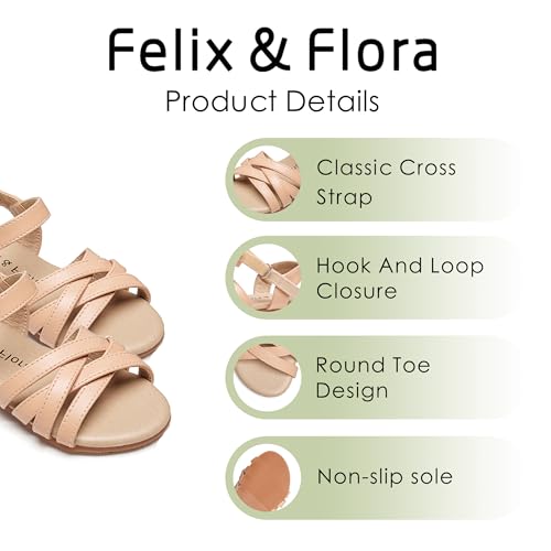 Image of Felix & Flora Toddler Girl Sandals - Little Girl Easter Dress Shoes Lightweight Open Toe Beach Holiday Flats