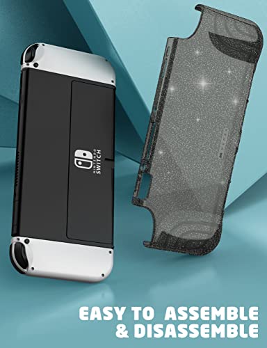 Image of Mumba Case for Switch OLED 2021, [Thunderbolt Series] Protective Glitter Bling Cover with TPU Grip Compatible with New Switch OLED 7 Inch Console and Joy-Con Controller (Shadow)