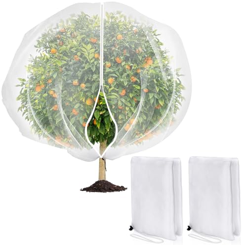 2 pcs 5.9 x5.9 ft Large Fruit Tree Netting Bags,Bird Netting for Blueberry Bushes with Zipper and Drawstring,Garden Netting from Squirrels and Birds Other Animals for Cherry Apple Tree