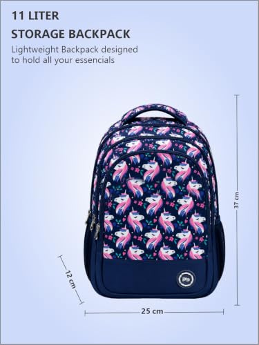 Image of PB Pearlbags Tulip 12L Printed Backpack,3 Compartments,Bottle Holder,Organizer,Premium Fabric,Water Resistant Anti Theft,School Bag for Boys and Girls