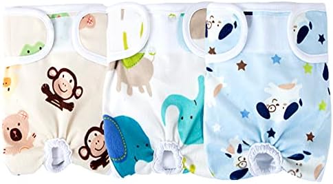 Washable Dog Diapers Female (3 Pack), Premium Reusable Female Dog Diapers for Heat Cycle, No Leakage Doggie Diapers, Comfortable Durable Adjustable Puppy Period Diapers Female