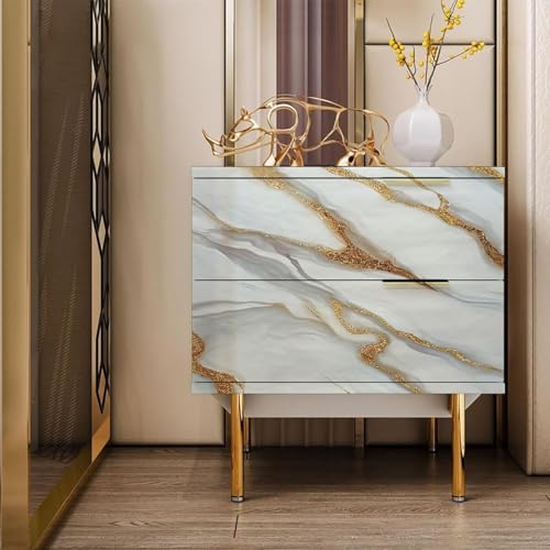 Image of VOLITO Self Adhesive Marble Wallpaper Kitchen Wallpaper Oil Proof & Waterproof Wallpaper for Cabinet Makeover, Almirah, Plastic & Tabletop, Wardrobe (60x200cm) (V-New White Waves)