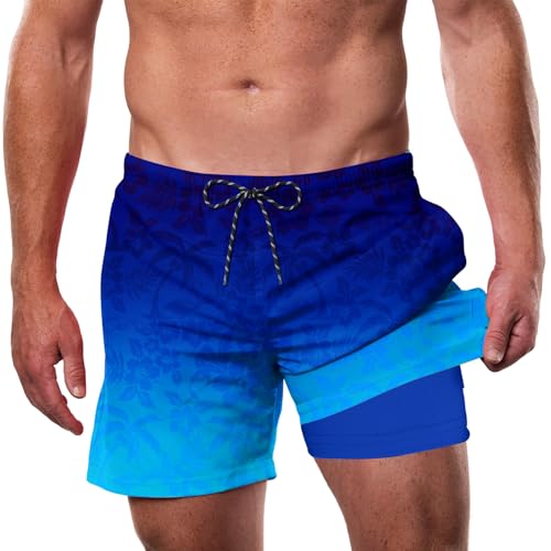 Image of Cozople Mens Swim Trunks 5.5 inch Compression Liner Swim Shorts Boxer Brief Lined Quick Dry Bathing Suit Swimwear