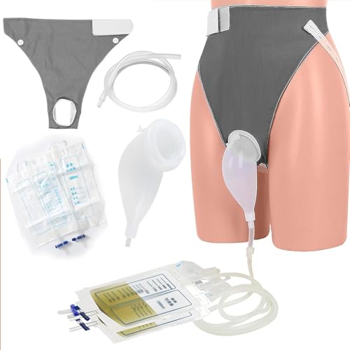 Urine Bags for Men, Reusable Male Urine Bag Set, with 2 Urine Catheter Bags, Wearable Urinal for Convenient Urine Collection and Prevention of Urinary Incontinence - 1000ML and 2000ML (Male)