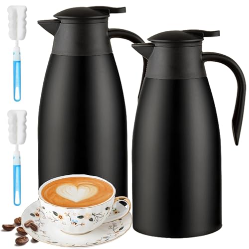 Image of 70Oz Thermal Coffee Carafe for keeping hot, Airpot Insulated Carafe Stainless Steel Thermal Pot for Coffee, (black+black)