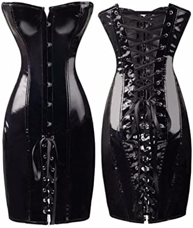 patent leather corset dress for women lace up shiny latex corset dress  bodycon dress pole dance dress black xl : Amazon.com.be: Health u0026 Personal  Care