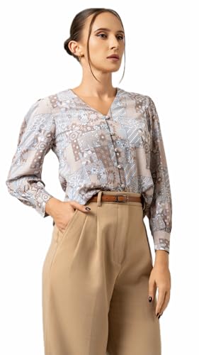 Opiniones y reviews de Aristos Camisas - solo los mejores. 35 AQUAMARINE COUTURE Aristo-Chic - Blusa de patchwork, Gris, Large
