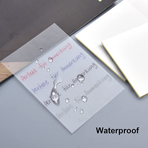 Willingood 150 yaprak şeffaf yapışkan notlar, su geçirmez, kendinden yapışkanlı notlar, okul/ofis/ev için yeniden yazılabilir not kağıtları, öğrenciler ve çalışanlar için harika ofis malzemesi (75 x 75 mm)