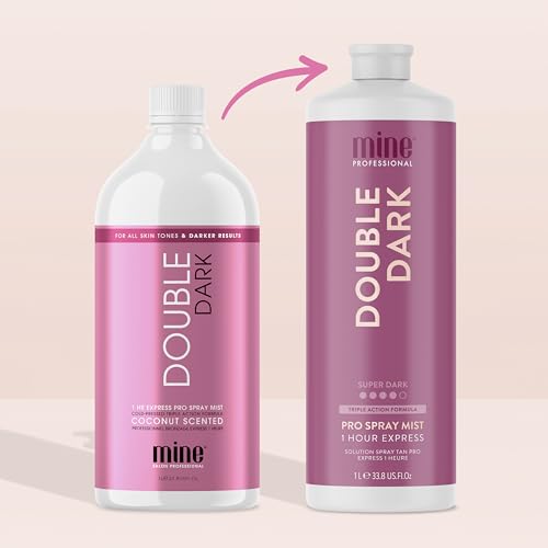 Image of MineTan Spray Tan Solution | Double Dark - Fake Tanning Mist Best for Deep Bronzed Glow Skin Finish, Fast Drying, 1 Hour Express, Hydrating, Salon Professional Formula, Vegan, 33 Fl Oz