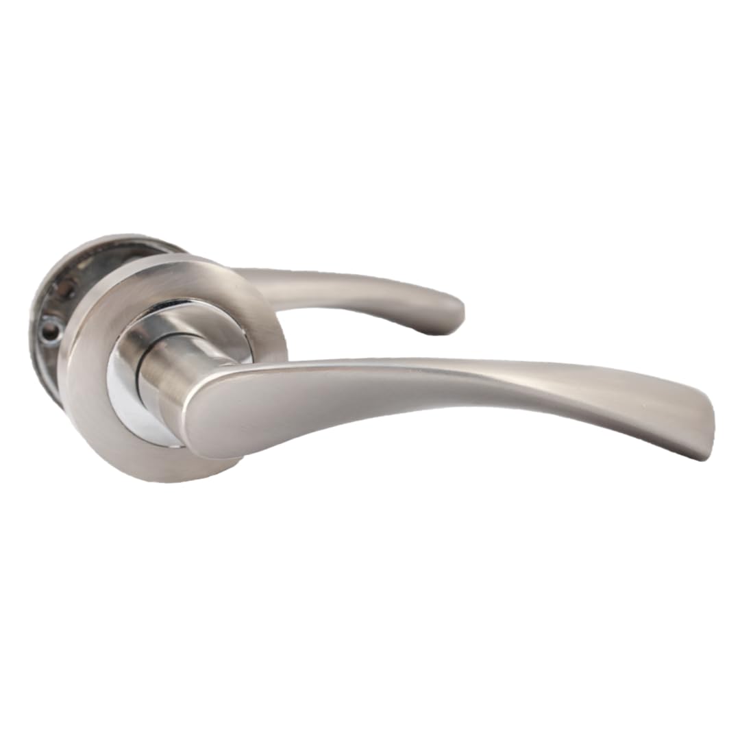Epsom Door Handle Epsom Duo Twist Door Handle – Satin Chrome Lever on Rose | Latch Escutcheon or Bathroom Privacy with Thumb Turn | 4 or 6 Pairs (x Pair of Door Handles)