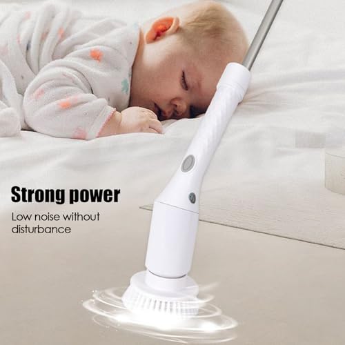 Electric Scrubber for Cleaning | Electric Rotating Brush Cleaner for Bathroom - Rechargeable Long Handle Scrubbing Tools Tile Detailing Supplies for Bathtub Toilet Kitchen - Image 6