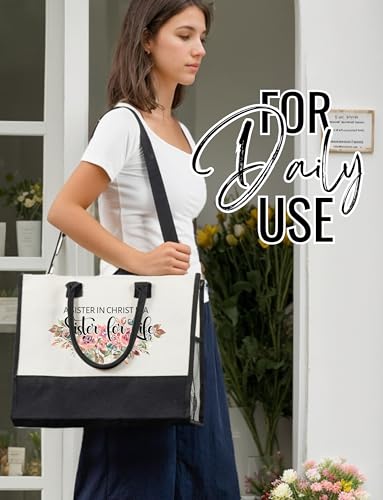 Bolso Tote Sister in Christ para mujer con cierre y correa miniatura 5