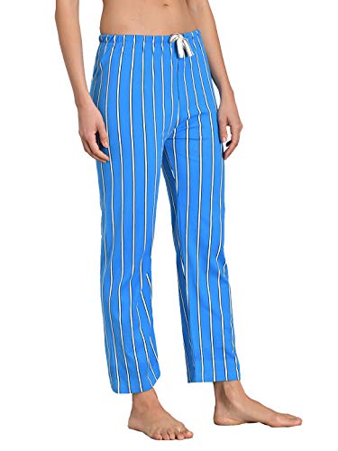 Image of KOTTY Blue Cotton Striped Women Pyjama