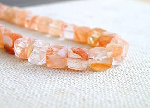 Sunstone perle facettée haut de gamme cube pêche pour bijoux de luxe