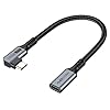 Cable de extensión USB C pequeño de 1 pie, extensor corto USBC en ángulo recto, USB 3.2 (10Gbps) macho a hembra de 100 W PD carga de video 4K para MacBook Pro/Air, concentrador USBC, micrófono, unidad