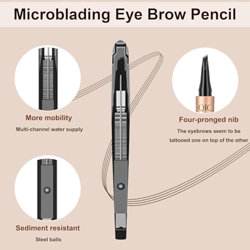 Eyebrow Pencil, Eyebrow Pen, Natural Eye Brow Pencils for Women, Liquid Waterproof Eyebrow Pencil, Smudge-Proof Brow Pencil with 4 Tip Microblading Eyebrow Pen Long-Lasting, Eyebrow Pencil Dark Brown - Image 6