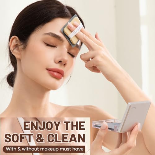 Image of Blotting Papers for Face with Mirror and Puff, 100 Count Bamboo Charcoal Oil Blotting Sheets for Oily Skin, Portable Compact for Purse, Travel, and On-the-Go Touch-Ups