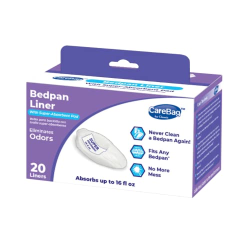 Disposable Bedpan Liners with Super Absorbent Pad, 60 Count (3 Boxes of 20) – Fits Any Size Bedpan – Elderly Women Females Bedridden Patients