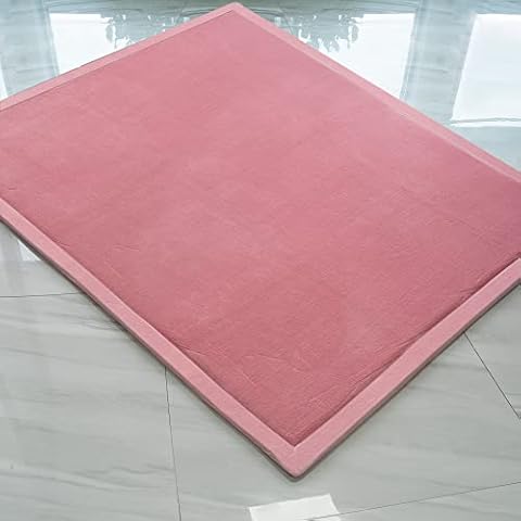 Eanpet Soft Tatami Mat Area Rug Pad Non-Slip Memory Foam Carpet Large Playmats for Kids Crawling Mat Anti-Skid Doormats Living Room Bedroom Mat Women Gym Mat Pink Cover