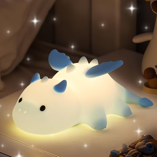 Image of Attivolife Dragon Night Light for Kids, Cute Soft Silicone Touch Lamp with 8 Color & Dimmable & Timer, Portable Nursery Bedroom Bedside Decor LED Light, Birthday Xmas Gifts for Baby Toddler Boy Girl