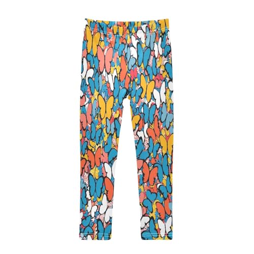 Toddler Girls Leggings Printed Yoga Pants Leggings Red Blue Butterfly for Kids