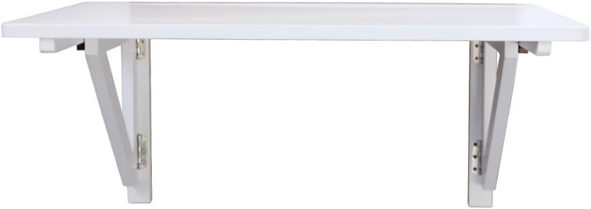 YJBE Pine Wood Wall-Mounted Drop-Leaf Table, Folding Dining/Computer/Coffee/Study Desk Assembled (White - 1005036CM)