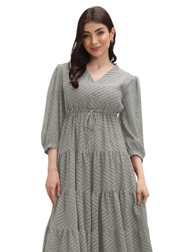 Image of Leriya Fashion Maxi Dress for Women | Western Summer Georgette Stylish A-line Dress for Beach Party Outfits | Western Summer Black One Piece Knee Length Dresses for Woman