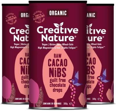 Cacao Nibs 900g | Creative Nature Organic Cacao Nibs | Vegan Chocolate Alternative | Natural & Raw Cacao Nibs | Gluten Free, Dairy Free, Nut Free | 3 x 300g