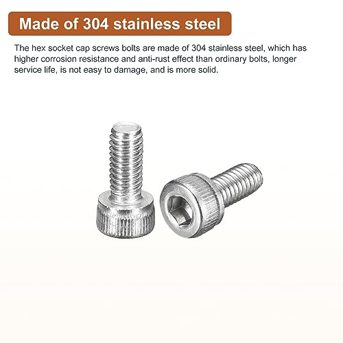DTGN M4x8mm Socket Head Cap Screws Bolts, 100Pcs 304 Stainless Steel 18-8, Metric Machine Hex Socket Screw, Hex Drive - Image 3