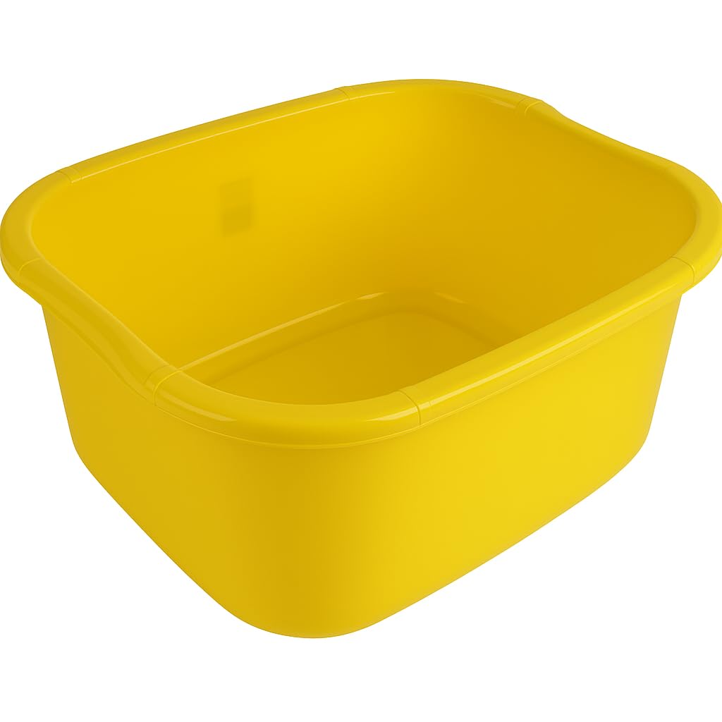 oceanevo® 11 Litres Rectangular Washing Up Bowl Yellow Basin Mixing Sink Tidy Organizer Large Plastic Kitchen Portable Dish Washtub (Yellow)