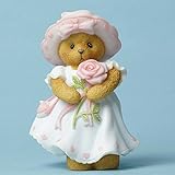 Enesco Cherished Teddies Collection Figurine Holding Pink Rose