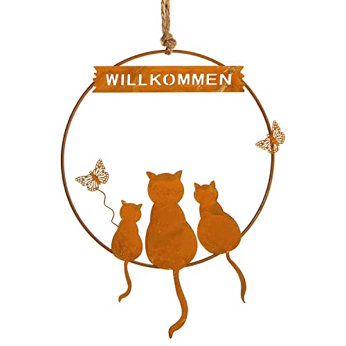Logbuch-Verlag Türkranz WILLKOMMEN aus Metall Rost Patina mit Katzen...