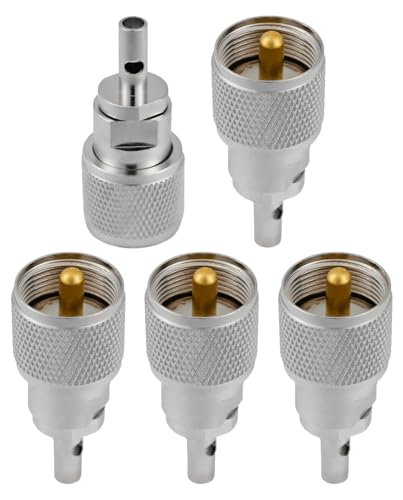 Vecys 5PCS PL259 UHF Male Coaxial Connectors UHF Male PL259 Solder Connector 50 Ohm for RG174 RG316 Coax Cable
