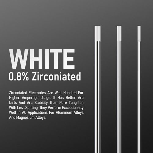 Image of YESWELDER TIG Welding Tungsten Electrode 0.8% Zirconiated | 10-pk 1 /16 inch x 7 inch White WZ8 /EWZr-0.8