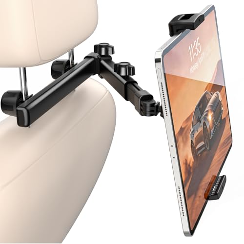 Euqvunn Soporte Tablet Coche para Asiento Trasero, Soporte para Tablet Coche de Reposacabezas, Giratorio 360 Grados y Ajustable, Brazo Extensible, para Móviles y Dispositivos 4,7 11 Pulgadas