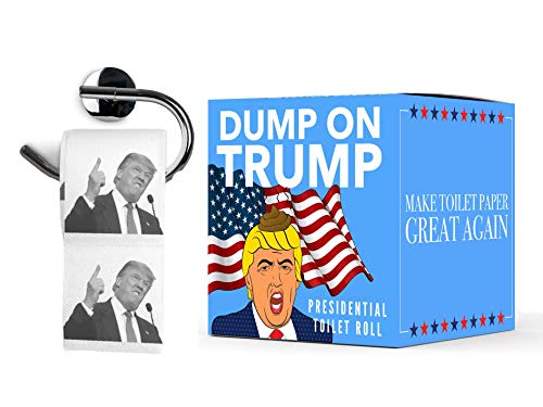 Donald Trump Toilet Paper By Dump on Trump - Funny Gag Loo Roll - Hilarious Novelty Prank Present To Make Wiping Great Again