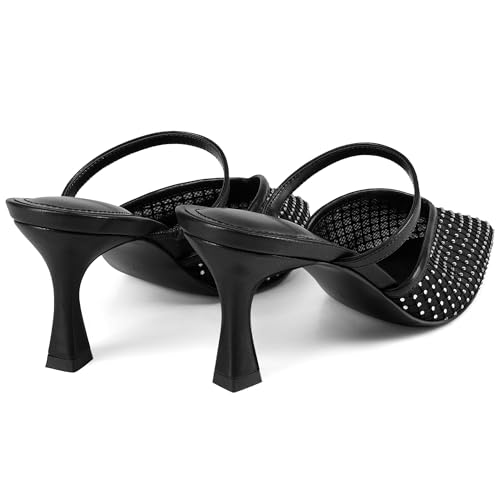 Image of USIMAD Women's Mesh Mule Heels Pointy Toe Closed Toe High Heel Sandals Slip On Dress Shoes with Memory Foam Insole Arch Support