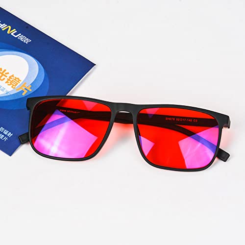 Image of SHINU Good Sleep Blue Light Blocking Glasses Men Red Lenses Anti Green Light Eliminate Eye Strain Glasses Bluelight 078RD