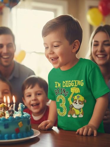 Image of Tstars Paw Patrol Rubble 3rd Birthday Shirt Toddler Boy 3 Year Old Tee