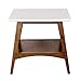 Madison Park Parker End Tables-Solid Wood, Two-Tone Finish with Lower Storage Shelf Modern Mid-Century Accent Living Room Furniture, Medium, Off-White/Pecan